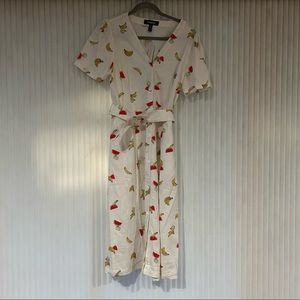 Adorable white fruit patterned dress with matching belt. NWT